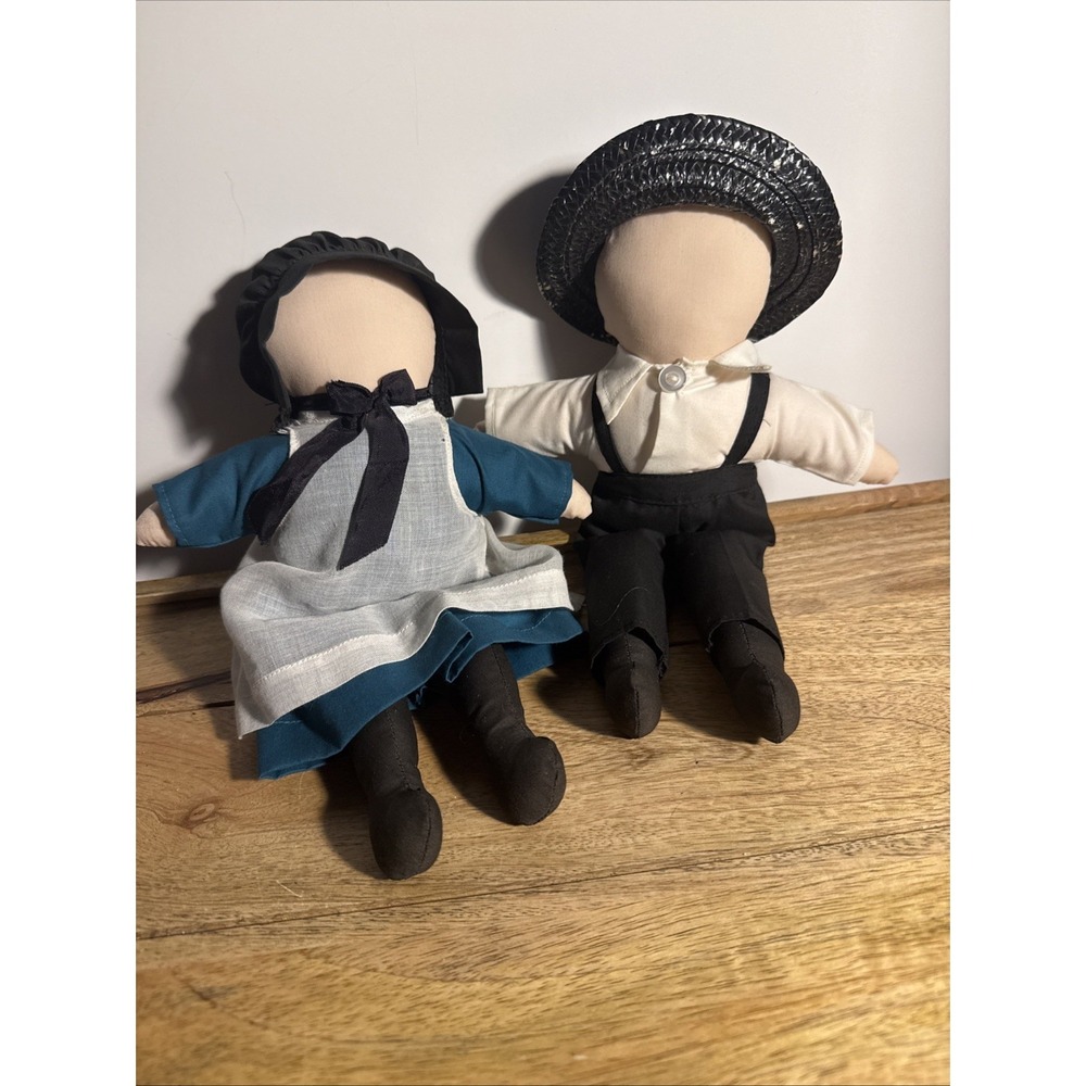 VINTAGE HANDMADE AMISH DOLLS BOY AND GIRL